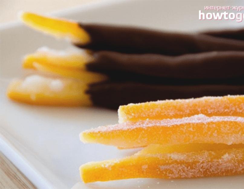 Цукаты из апельсиновых корок быстрый рецепт. Как сделать цукаты из апельсиновых корочек. Видео: цукаты из апельсиновых корочек