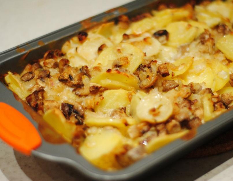 Картофель со свежими грибами в духовке. Как приготовить картофель, запеченный с грибами в духовке