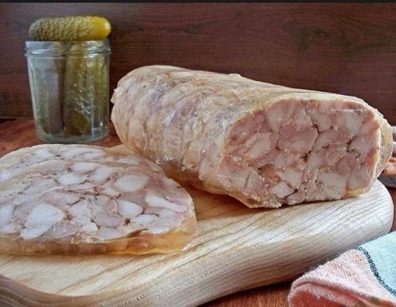 Saltison de tête de porc, recettes.  Saltison maison à base de viande mélangée