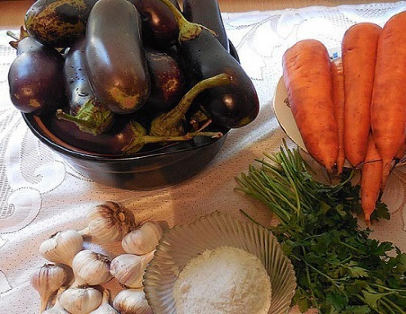 Синие с морковкой и чесноком. Рецепты квашеных баклажанов, фаршированных морковкой и чесноком. Ингредиенты рецепта квашеных баклажан с сельдереем