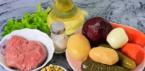 Recette de vinaigrette à la viande - les légumes deviennent plus copieux Salade de vinaigrette à la viande et aux pommes marinées