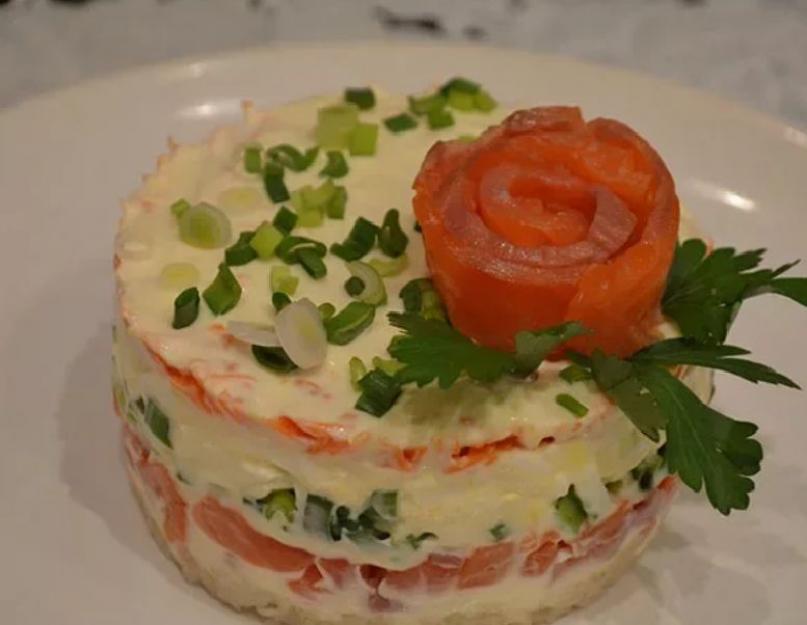 Новогодний салат с красной соленой рыбой рецепт. Салат из рыбы с овощами для праздничного стола. Рецепт
Рыбный салат с шампиньонами