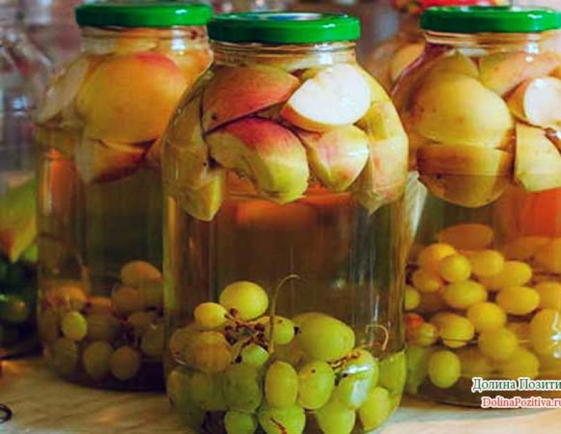 Компот из винограда и яблок на зиму. Кулинарные рецепты и фоторецепты