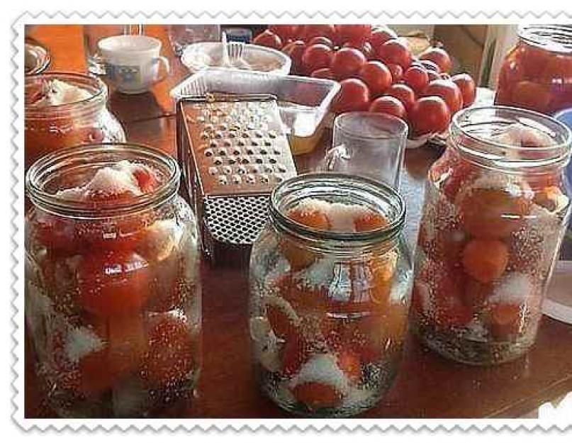 Помидоры на зиму на 1. Рецепты сладких консервированных помидоров. Очень простая засолка помидор на зиму в литровых банках