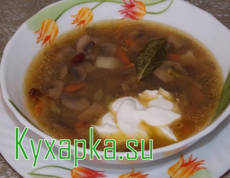 Суп белых грибов с фасолью. Пошаговый рецепт приготовления блюда