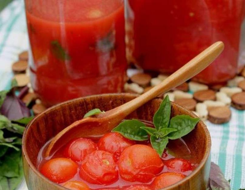 Томаты черри в томатном соке на зиму. Простой рецепт помидоров в собственном соку на зиму без стерилизации. Сладкие помидоры в томатном соке на зиму - рецепт «Пальчики оближешь»