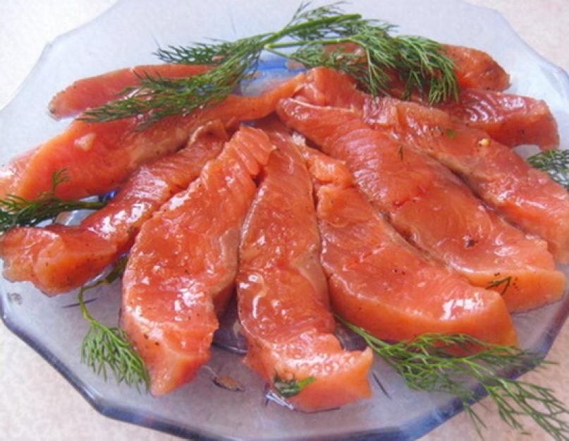 Saler le saumon rose en marinade.  Saler le saumon rose par voie humide.  Méthode de préparation de la sauce