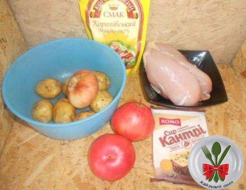 Мясо по французски в духовке из курицы. Запеченная курица по-французски: рецепт с картошкой и помидорами