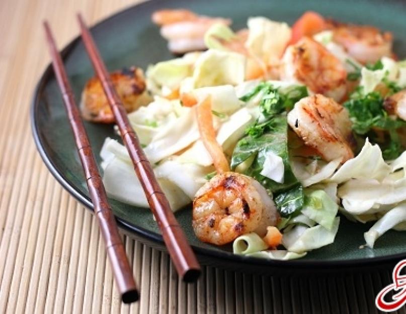 Рецепты приготовления салата с морепродуктами и пекинской капустой, от которого ваши гости будут без ума! Салат из китайской капусты и креветок Салат с креветками и китайской капустой