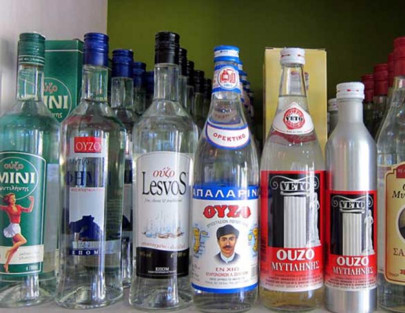 Греческая водка узо – местный анисовый напиток. В грецию за узо