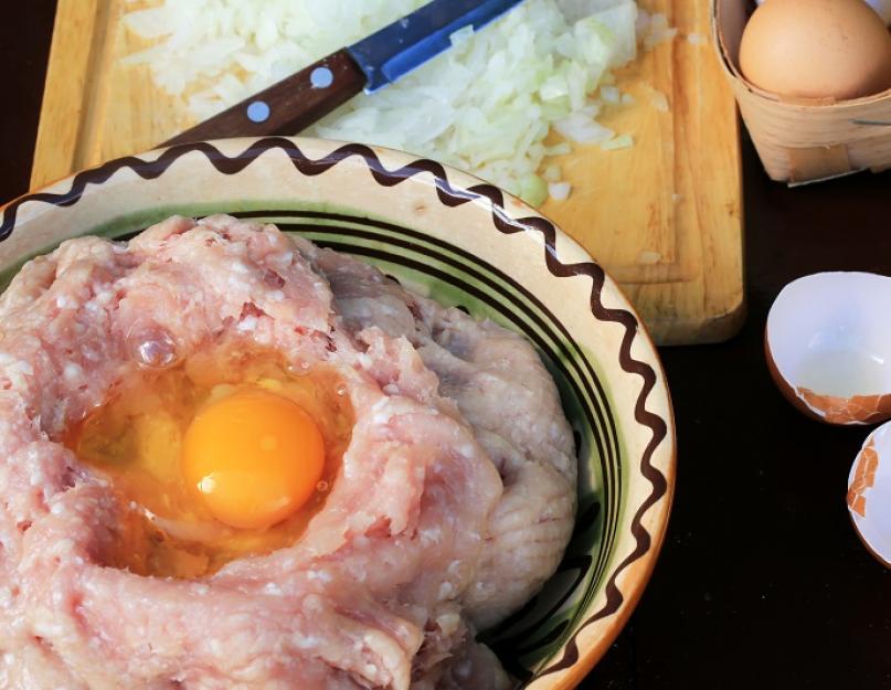 Les côtelettes frites sont juteuses.  Escalopes maison panées.  De viande hachée mélangée