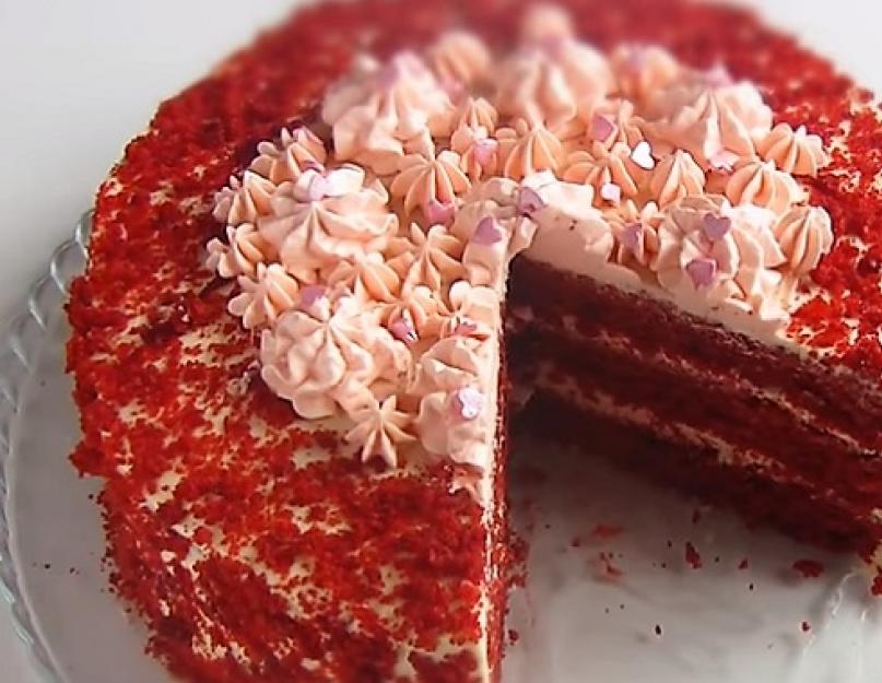 Торт красный бархат с филадельфией. Торт «Красный бархат» — пошаговый рецепт в домашних условиях