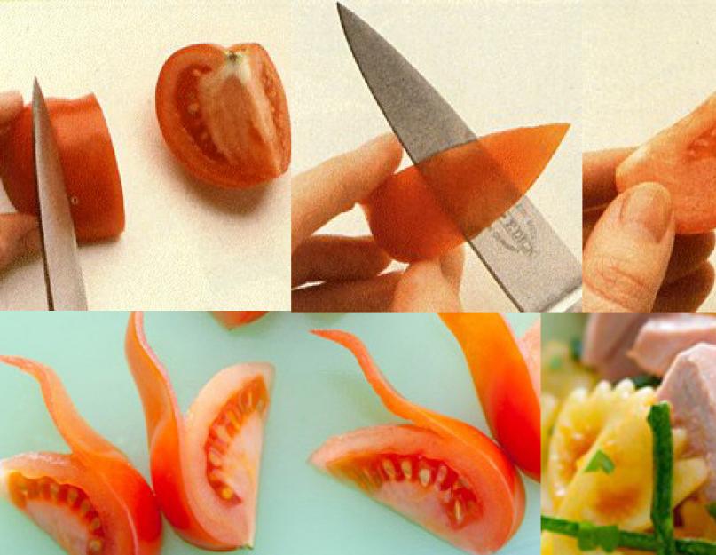 Как красиво разложить огурцы. Как правильно нарезать томаты