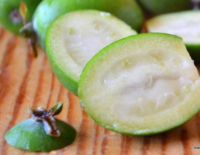 Nous préparons de la confiture de feijoa pour l'hiver comme source d'iode.  Comment faire de la compote de feijoa.  Confiture insolite de feijoa et gingembre