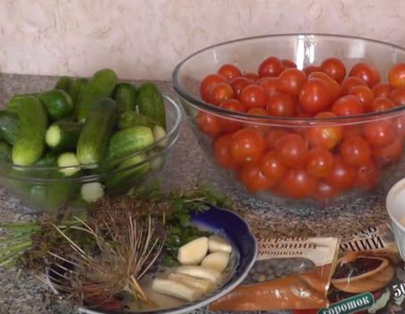 Assortiment de tomates et concombres pour l'hiver : les recettes les plus délicieuses.  Décapage maison d'un assortiment de tomates et de concombres