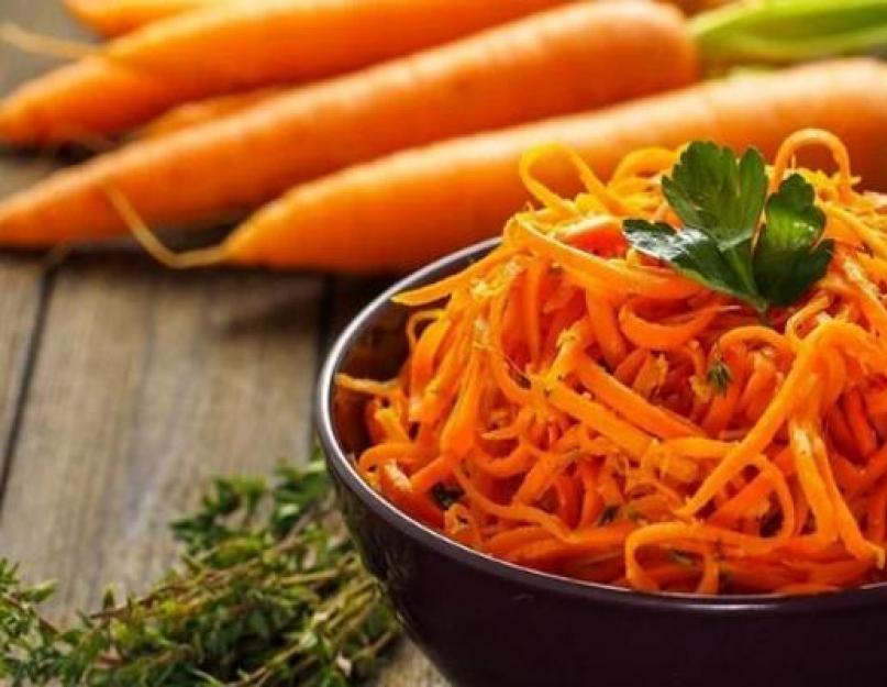 Салаты на зиму с морковкой по корейски. Пошаговый фото рецепт приготовления на зиму моркови по-корейски в банках. Морковь по-корейски быстрого приготовления