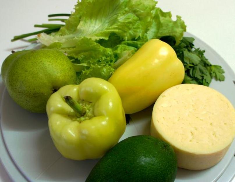Салат из авокадо груши и сладкого перца.  Салат с авокадо и грушей и сыром