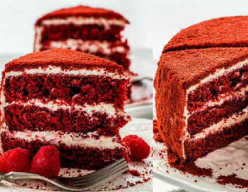 Бисквит для торта красный бархат. Торт «Красный бархат» с кремом чиз
