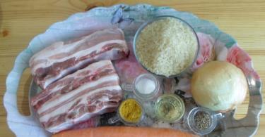 Pilaf con costolette (maiale): ricetta e dettagli di cottura Pilaf di costolette di maiale in un calderone