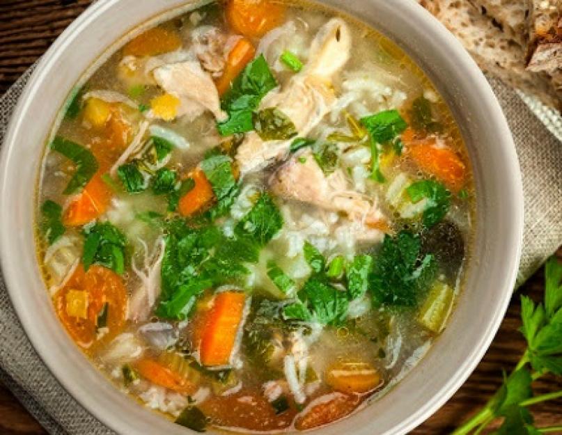 Суп овощной с рисом.  Рецепт с фото