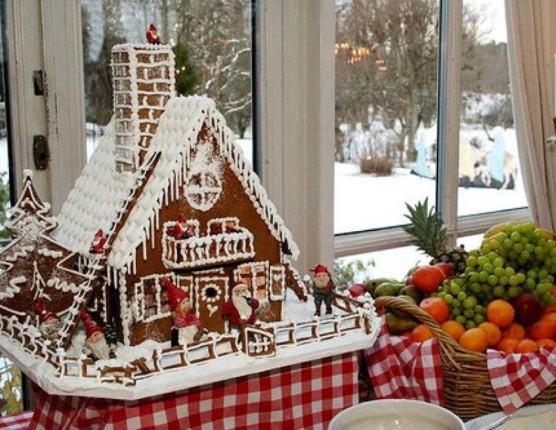 Maison en pain d'épice étape par étape.  Maison de pain d'épice.  La section « dressage de la table, décoration des plats, étiquette » permet de décorer une grande variété de plats avec un minimum d'effort