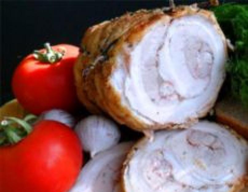 Рецепты рулета из свинины брюшины. Как приготовить рулет из свиной брюшины варёный и печёный в духовке