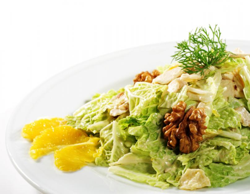 Салат с пекинской капустой - простые рецепты с фото. Очень вкусные диетические блюда. С крабовыми палочками. Салат с пекинской капустой, курицей и кедровыми орешками