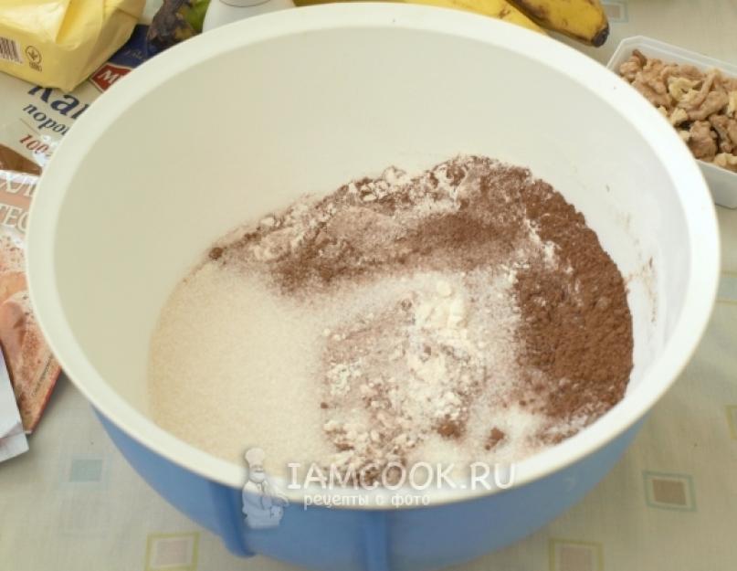 Шоколадный кекс с бананами. Мега шоколадно-банановый кекс! Банановый кекс с шоколадом в духовке рецепт