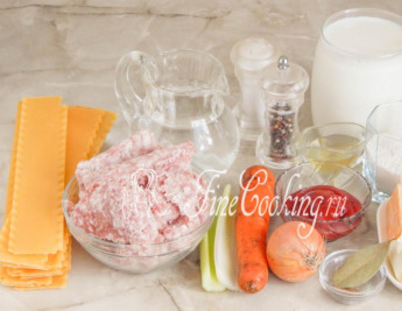 Рецепт лазаньи с говяжьим фаршем. Ингредиенты для соуса Бешамель. Лазанья — рецепт с фаршем в духовке