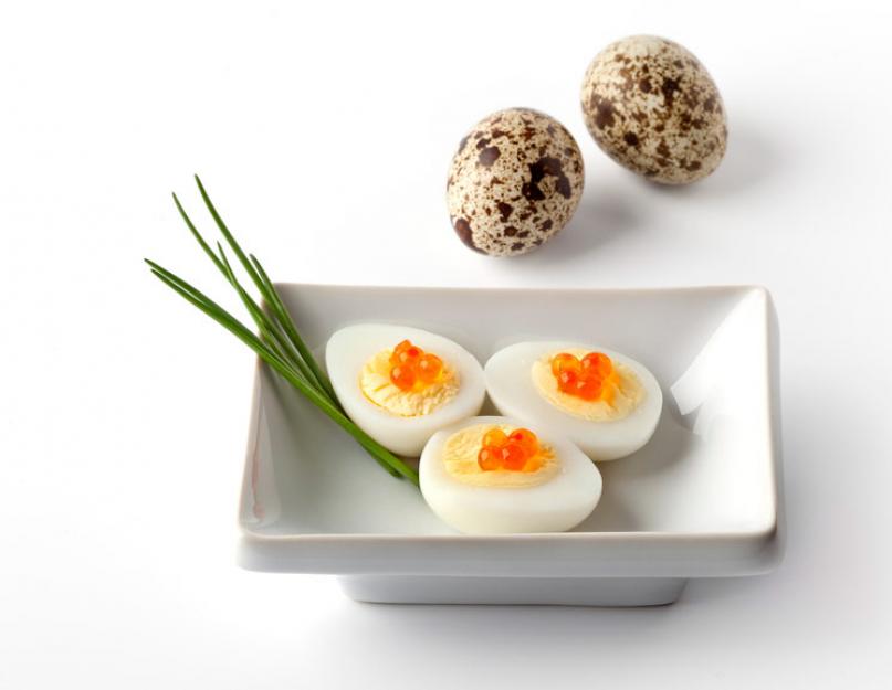 Закуски новогодние из перепелиных яиц. Закуска из перепелиных яиц: лучшие рецепты. Фаршированные перепелиные яйца
Вариант II
