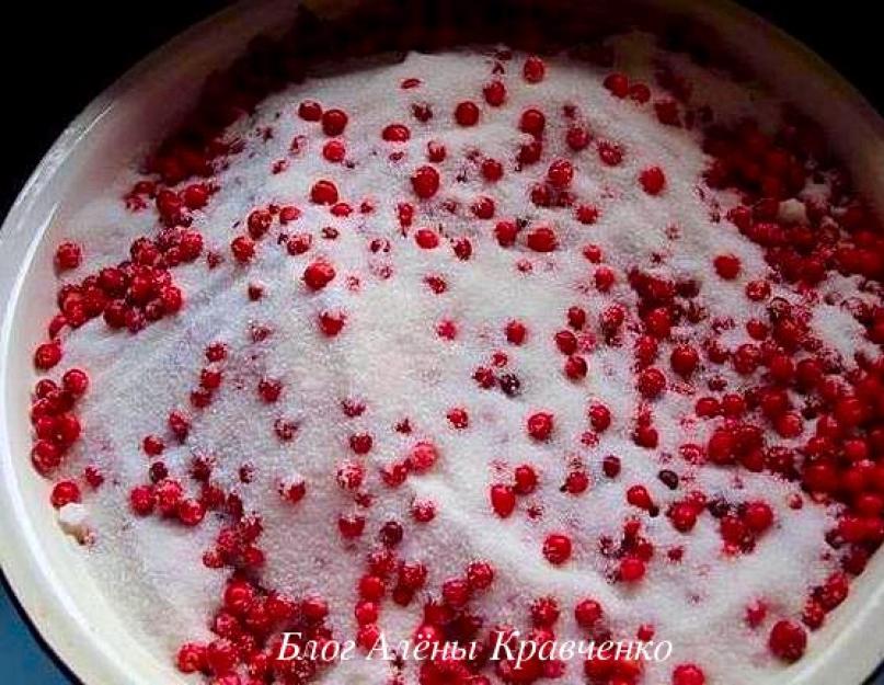 Airelles rouges à la banane en purée avec du sucre.  Baies marinées aux fruits.  Airelles imbibées de sucre sans cuisson