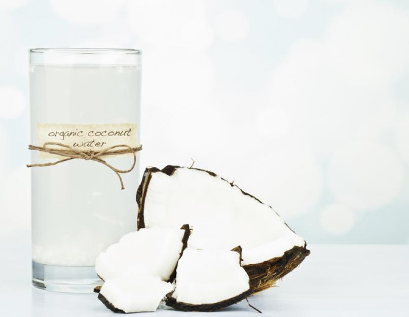 Quel est le nom du liquide contenu dans une noix de coco ?  Eau de coco - propriétés bénéfiques et contre-indications.  Eau de coco : propriétés bienfaisantes