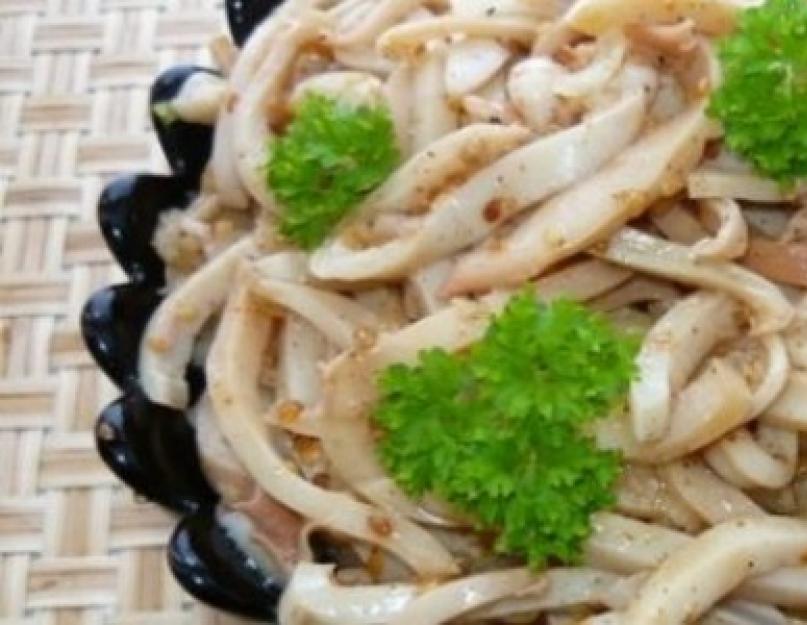 Вкусные кальмары по корейски рецепт. Кальмары по-корейски. Пошаговый рецепт с фото. Кальмары по-корейски: фото, рецепт пошагового приготовления закуски
