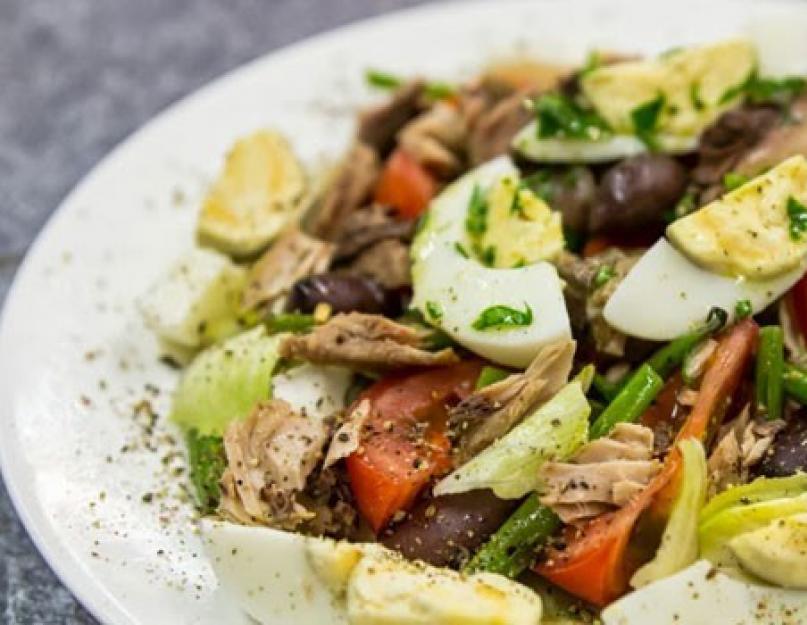 Салат нисуаз — классический рецепт с тунцом. Как приготовить французский салат нисуаз, фото. Соус, заправка нисуаз — рецепты. Салат нисуаз с тунцом