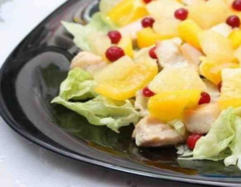 Салат из курицы с ананасами слоеный. Самый вкусный салат с ананасами: рецепты классические и слоями