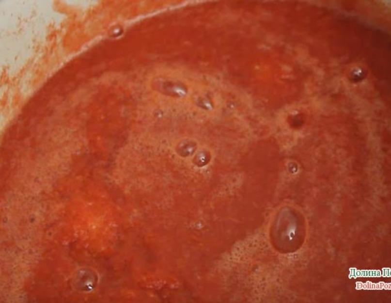 Recette de ketchup aux pommes.  Ketchup épais pour l'hiver.  Ketchup à la maison pour l'hiver : savoureux, tomate, classique, épicé, sucré, bulgare.  Ketchup pomme-tomate aromatisé