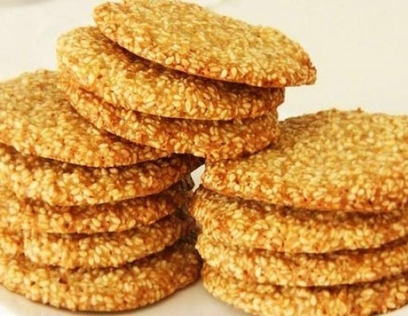 Un manjar inusual con semillas de sésamo.  ¿Cómo hacer galletas de sésamo sin harina?  Receta de galletas de sésamo sin harina