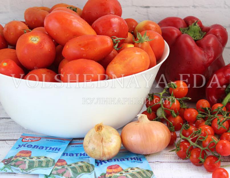 Помидоры в желе из томатного сока. Обалденные помидоры в желе на зиму: рецепты со стерилизацией и без. Помидоры в желатине на зиму – общие принципы приготовления