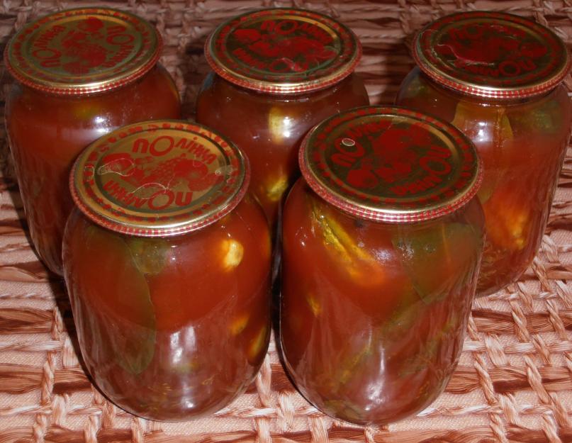 Домашняя консервация: огурцы в томатной заливке. Рецепт маринованных огурцов в томатном соусе