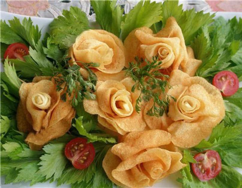 Décoration de salades : des idées originales pour la table de fête.  Décoration de pommes de terre.  Salade de bouleau blanc