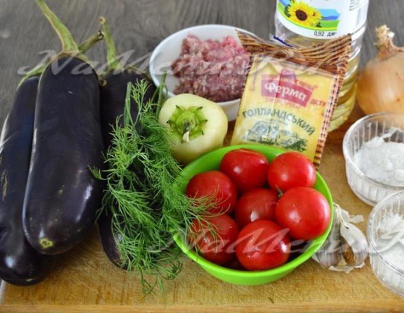 Баклажаны запеченные с фаршем помидорами и сыром. Баклажаны, запечённые в духовке: вкусные домашние рецепты. Видео: веер из баклажанов с сыром и томатами