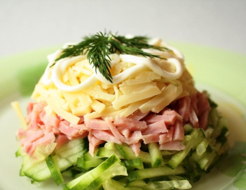 Салат с ветчиной и свежими овощами. Простой салат с ветчиной – выручалочка для хозяйки! Рецепты вкусных салатов с ветчиной и овощами, грибами, сухариками