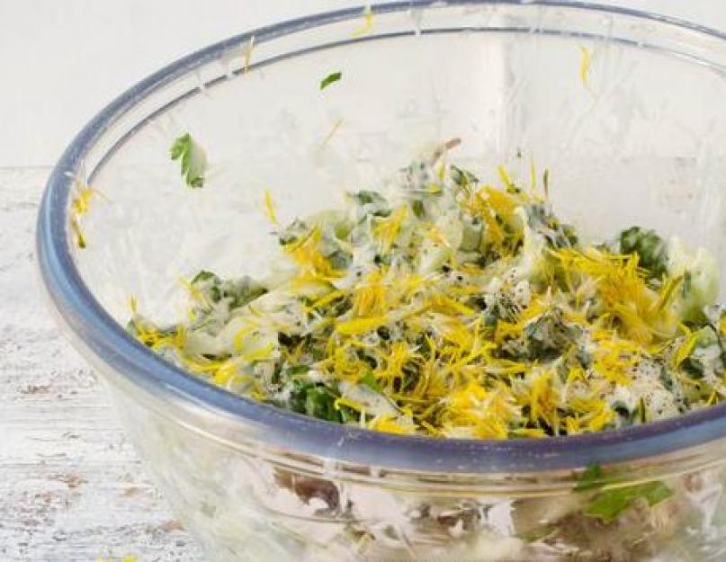 Салат из одуванчиков — классические и очень вкусные рецепты. Рецепты салатов из одуванчика