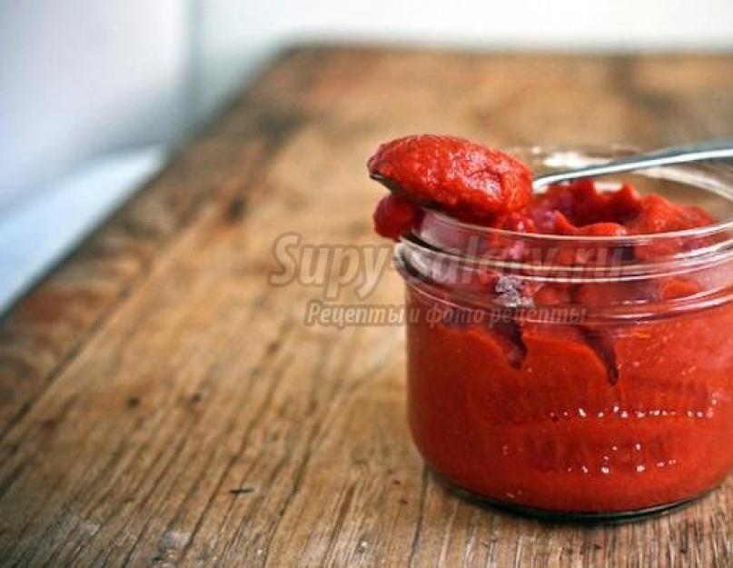 Ingrédients pour faire du ketchup aux tomates.  La recette la plus délicieuse pour faire du ketchup aux tomates et à la moutarde.  Ketchup aromatique de groseille aux épices sans vinaigre