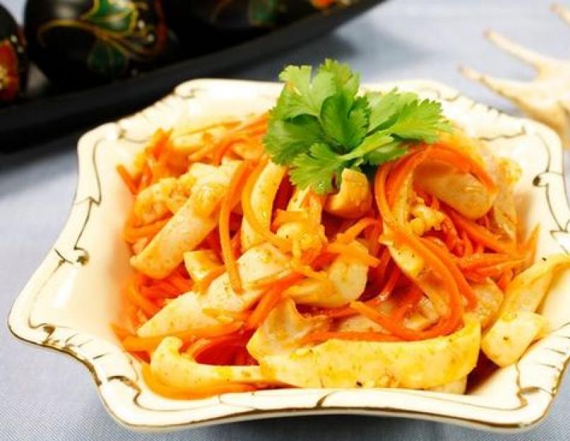 Кальмары по-корейски. Пошаговый рецепт с фото. Как правильно приготовить кальмары по-корейски: простые и вкусные рецепты с фото