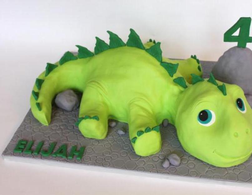 Динозавр из мастики своими руками. Как сделать динозавра из пластилина? Украшение для торта из мастики в виде гигантской рептилии