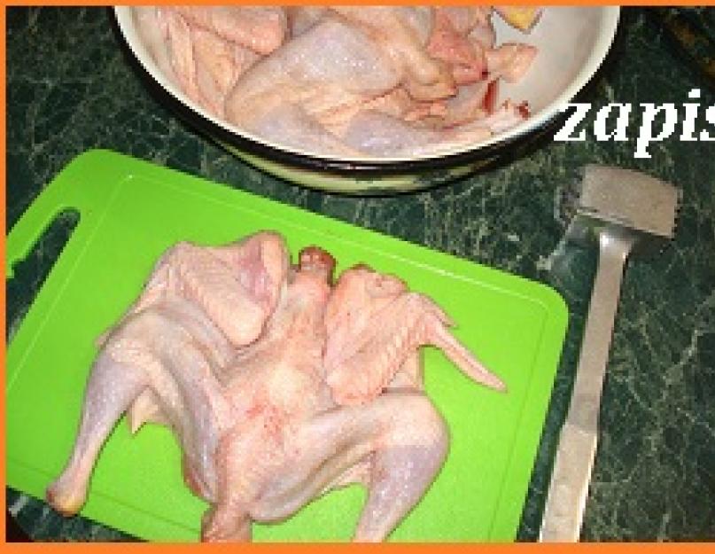 Recette de poulet tabaka.  Tabac de poulet juteux.  Comment cuisiner délicieusement