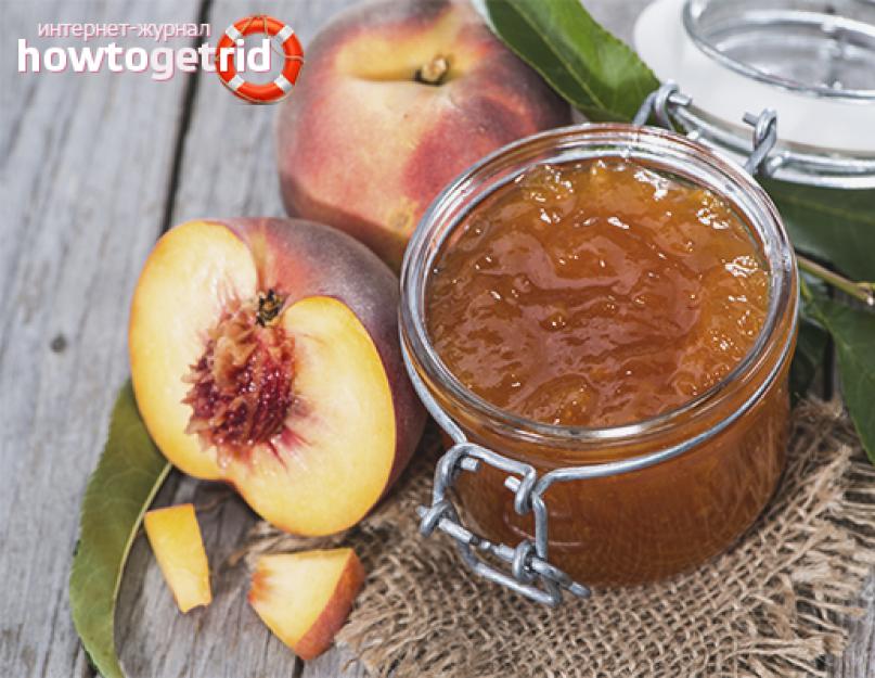 Comment faire une recette de confiture de pêches sans pépins.  Comment faire de la confiture de pêches pour l'hiver.  Recette de confiture de pêches à la cannelle et aux amandes