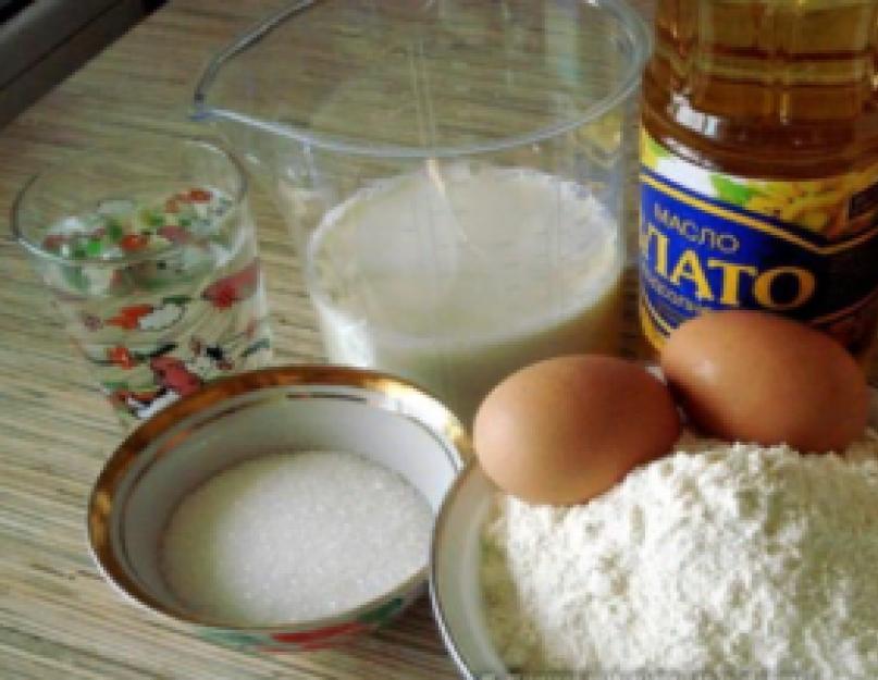 Рецепт блины молоко яйца кефир мука