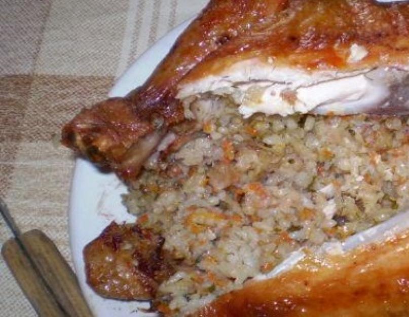 Курица фаршированная гречкой. Курица фаршированная гречкой в духовке. Рецепт курицы, фаршированной гречкой
